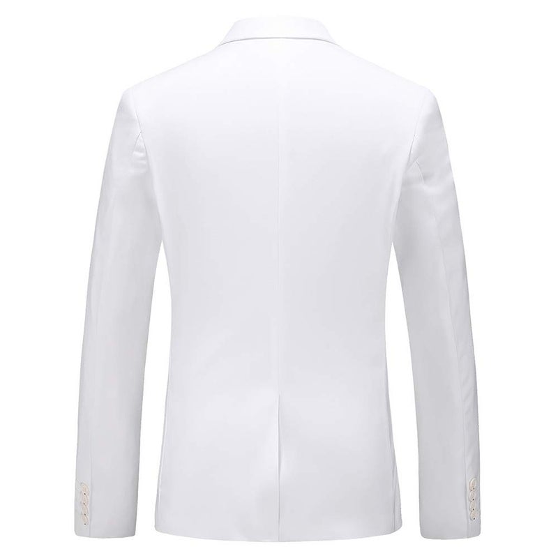 UNINUKOO Mens Suit Jacket Slim Fit Sport Coat 1 Button Notched Lapel Casual Fashion Dress Blazer for Men US Size 40 White - Image 4
